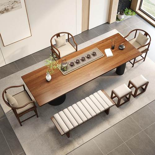 新中式实木茶桌椅组合现代简约禅意茶室泡茶台办公室家用大板茶台