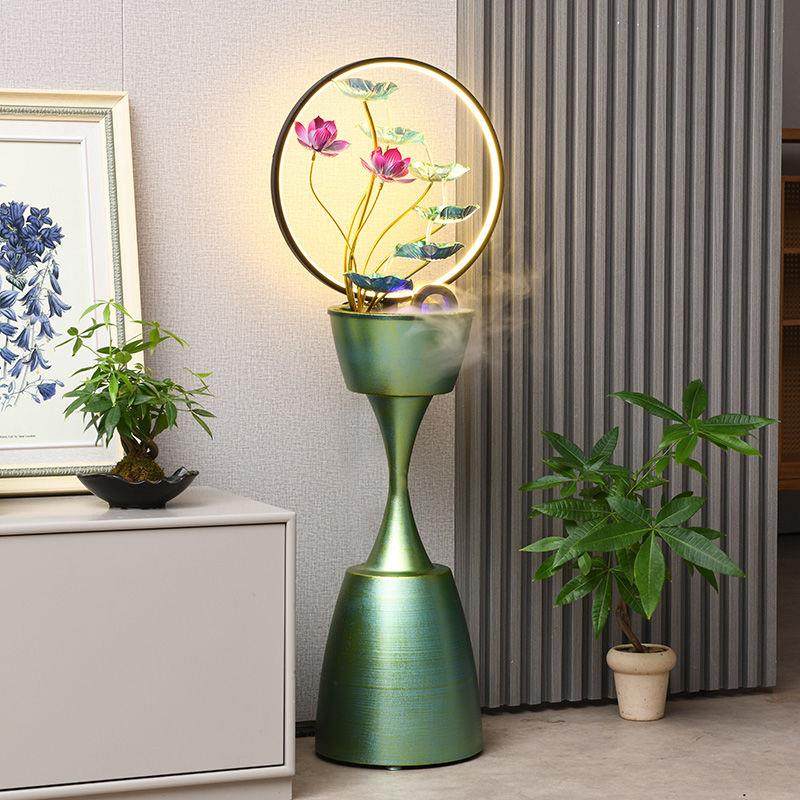 现代轻奢落地铁艺喷泉室内装饰电视柜旁边落地加湿器流水家居摆件