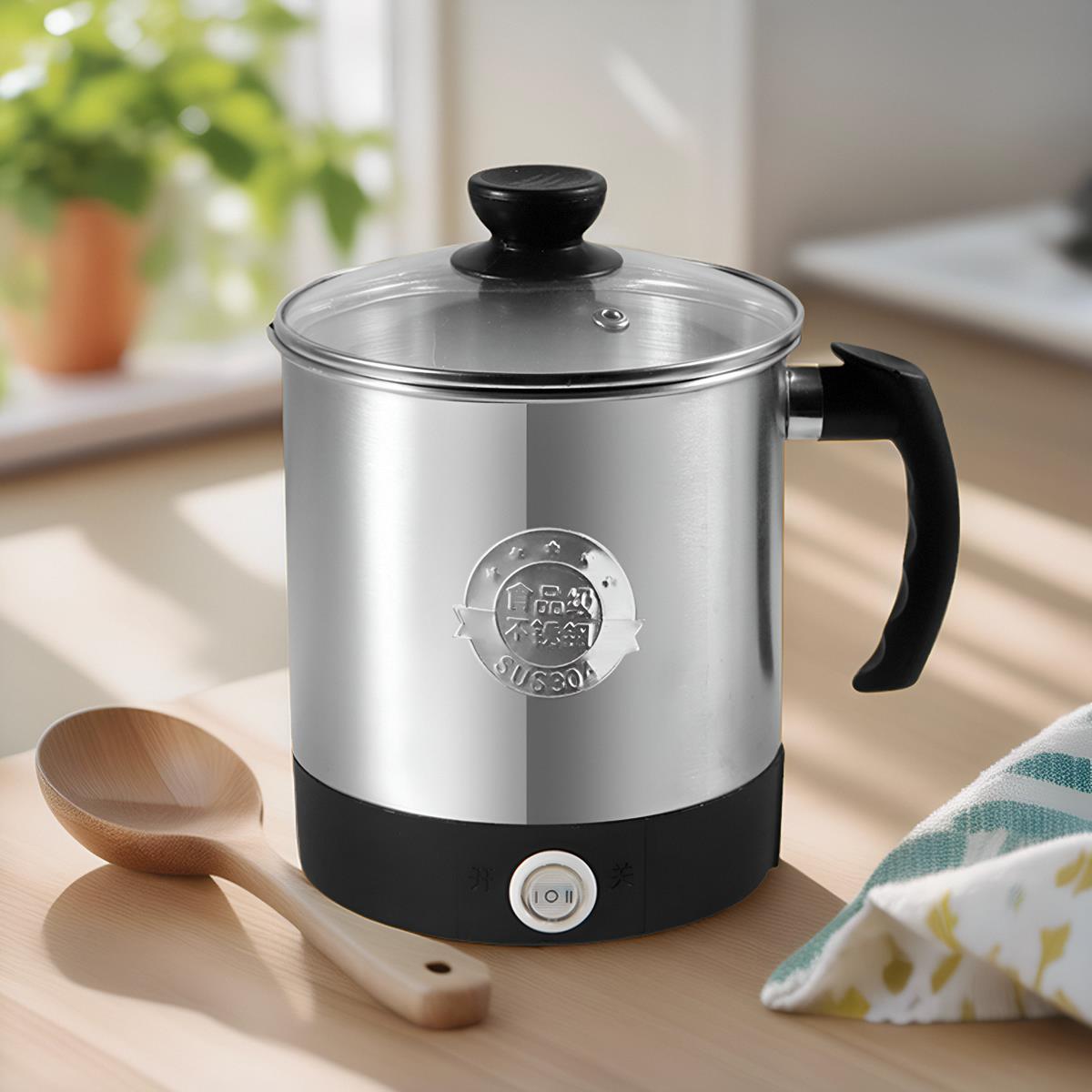 304不锈钢多功能迷你便携电热水杯小型加热牛奶杯旅行便携煮面锅