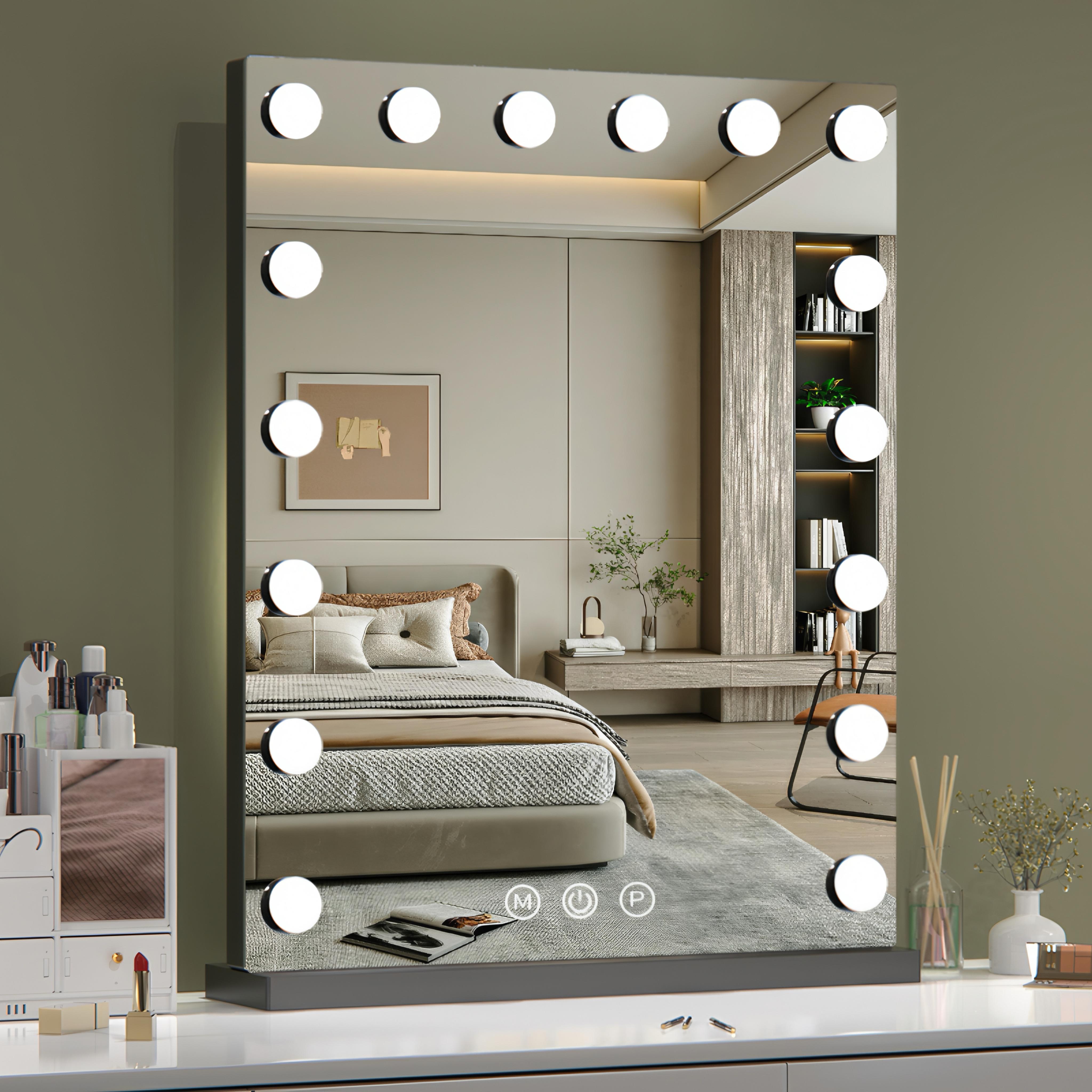 美容院专用台式led化妆镜办公室桌面带灯梳妆镜家用宿舍大号镜子