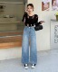 显瘦2026春夏韩版 解构学拼接牛仔裤 带一点阔腿 甜甜专享