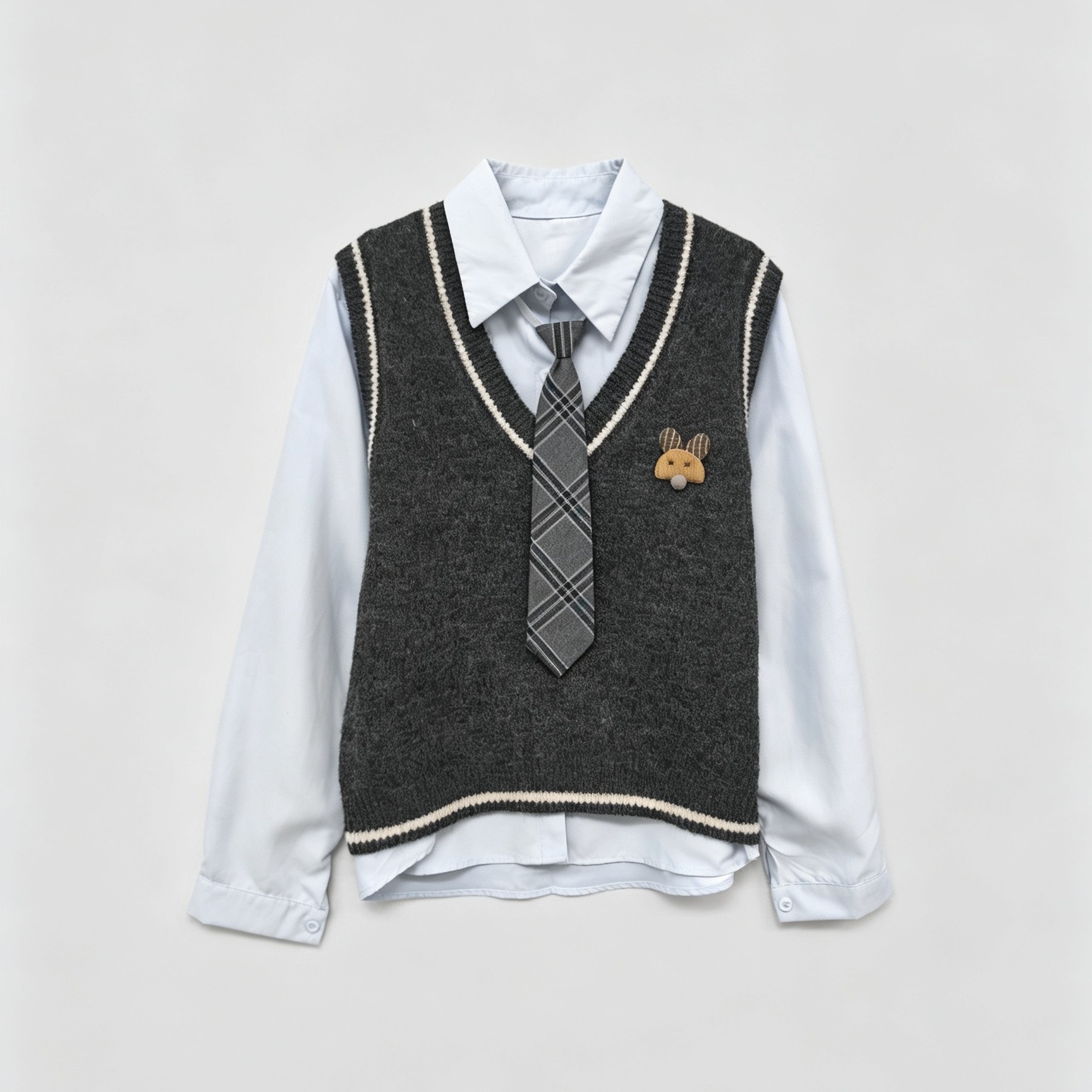 【小田直播间】【学院风套装】韩系减龄叠穿针织马甲衬衫套装