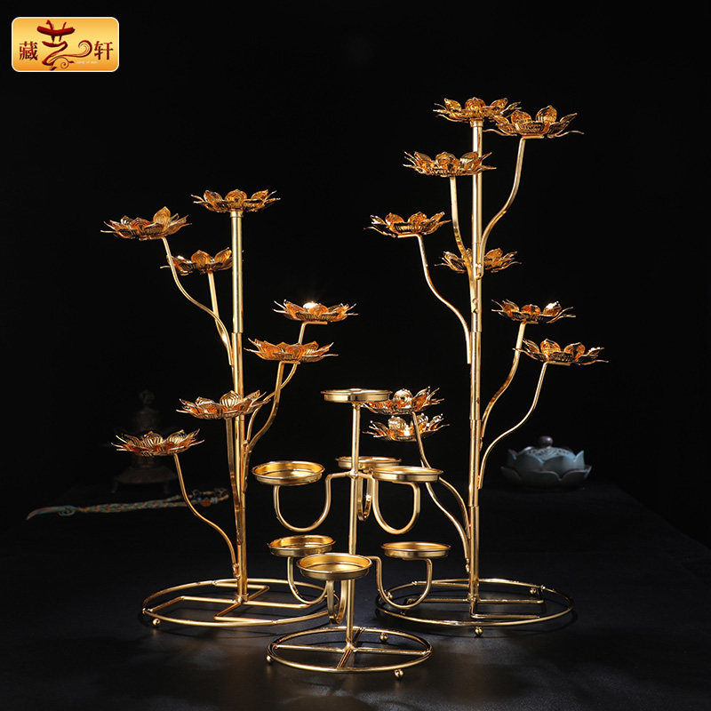 酥油灯座佛具si庙供奉七星佛堂油灯108盏莲花佛供灯架长明蜡烛台