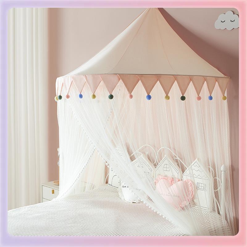 Y儿帐童蚊室内公K主吊顶圆F77J88HM顶免安风装床幔./.米女男孩家