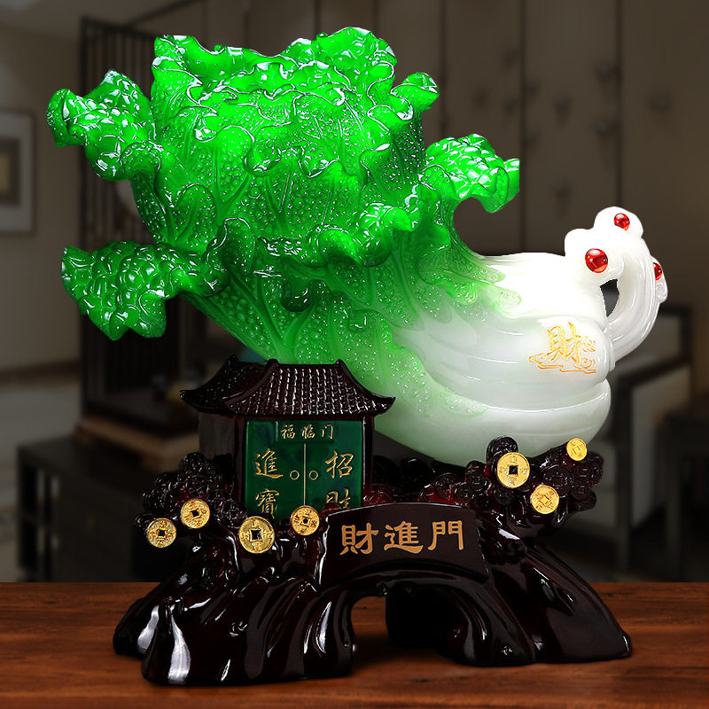 中式财进门白菜树脂摆件