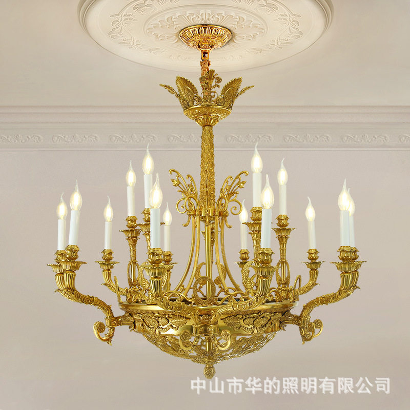 法式复式楼大厅脱蜡奢华灯具