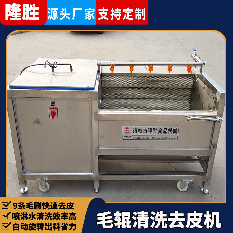 全自动不锈钢毛辊去泥去皮清洗机