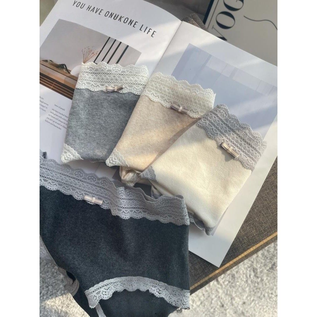 韩国采购2025春夏新款纯棉内裤女式7A抗菌型纯棉内裤蕾丝纯色款式,女士内衣/男士内衣/家居服,女三角裤,淘宝优惠券,粉丝福利购,淘宝优惠卷