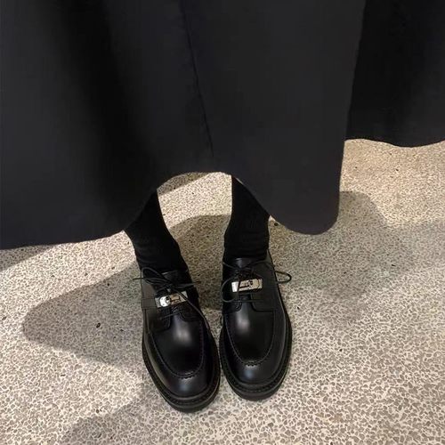 香港真皮乐福鞋女2025新款春秋松糕厚底牛津英伦风日系jk小皮鞋