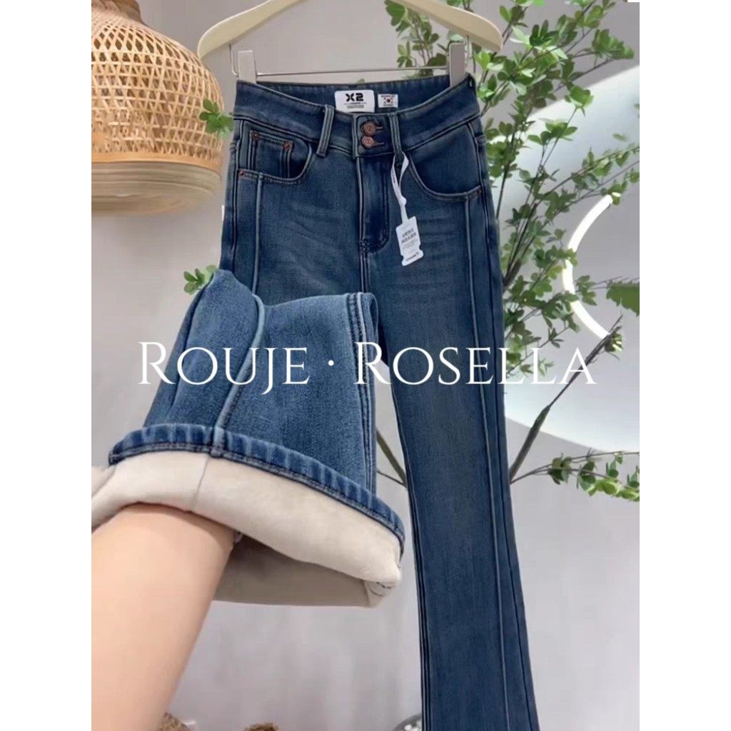 Rouje微喇高腰牛仔裤 黑色修身抗皱牛仔长裤 法国品牌阔腿牛仔裤,女装/女士精品,牛仔裤,淘宝优惠券,粉丝福利购,淘宝优惠卷