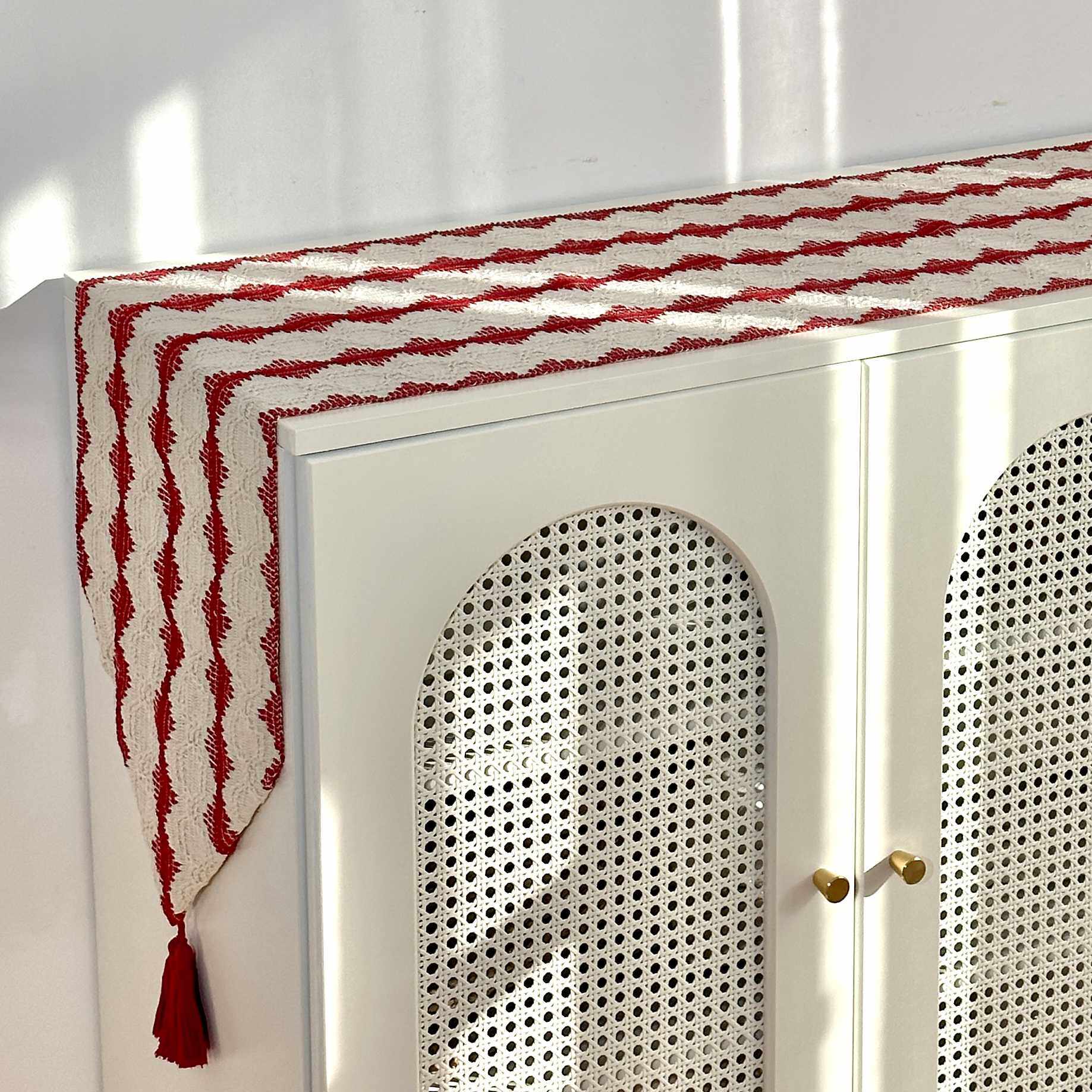 红色奶油风桌旗节日布置餐桌装饰长条桌布电视柜斗柜茶几防尘盖布