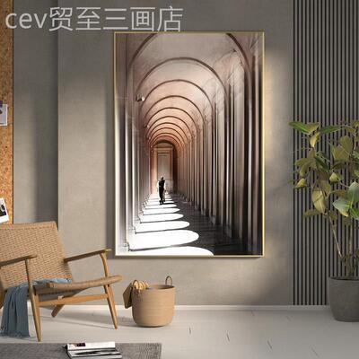 网红现代轻奢客关欧人式厅装饰画玄长廊过性道物背景个墙壁竖版挂