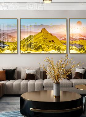 网红旭东升客联厅装饰画北欧风三客厅挂画日新中背景墙大气山式水