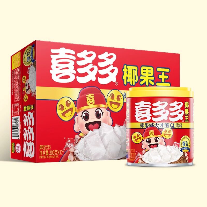 新货喜多多椰果王罐头200g整箱小瓶装大果粒糖水果冻零食饮料