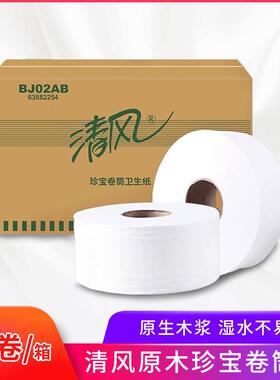 清风大卷纸双层BJ02AB珍宝卷筒卫生纸240米12卷/箱 江浙沪量大可