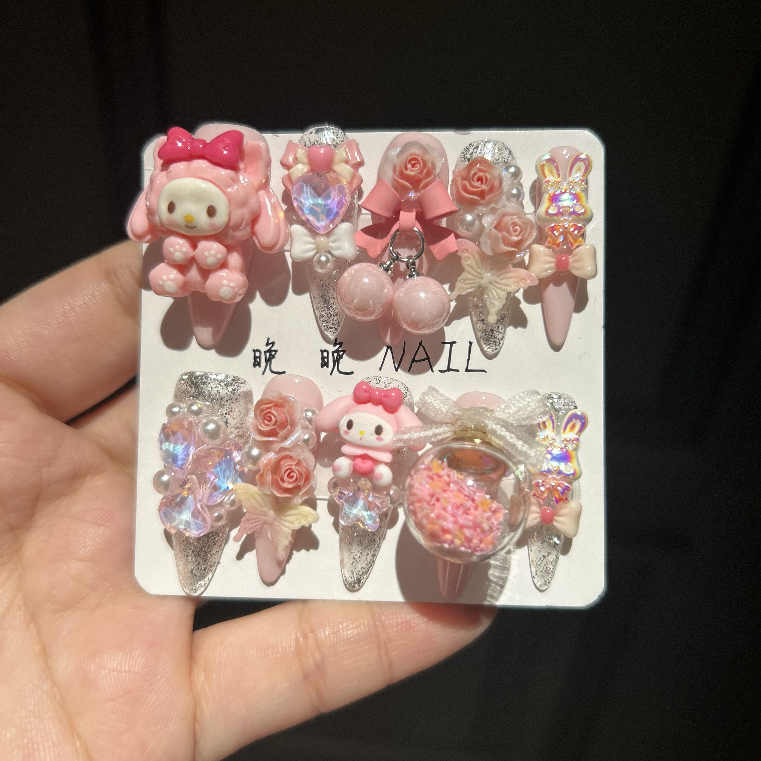 美乐蒂diy卡通纯手工穿戴甲美甲贴片可爱风三丽鸥库洛米饰品