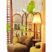 中复古移动藤编折叠屏风客厅卧室玄关入户正对门法式 隔断置物书架