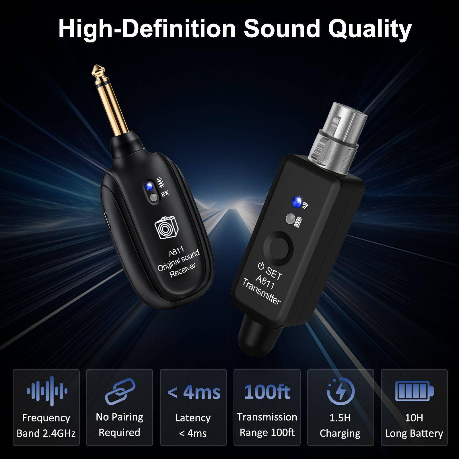 厂家直供A811吉他线传输系统电吉他线拾音器吉他线收发器