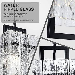跨境现货亚马孙热卖现代轻奢玻璃吊灯卧室餐厅吊灯过道灯水纹吊灯