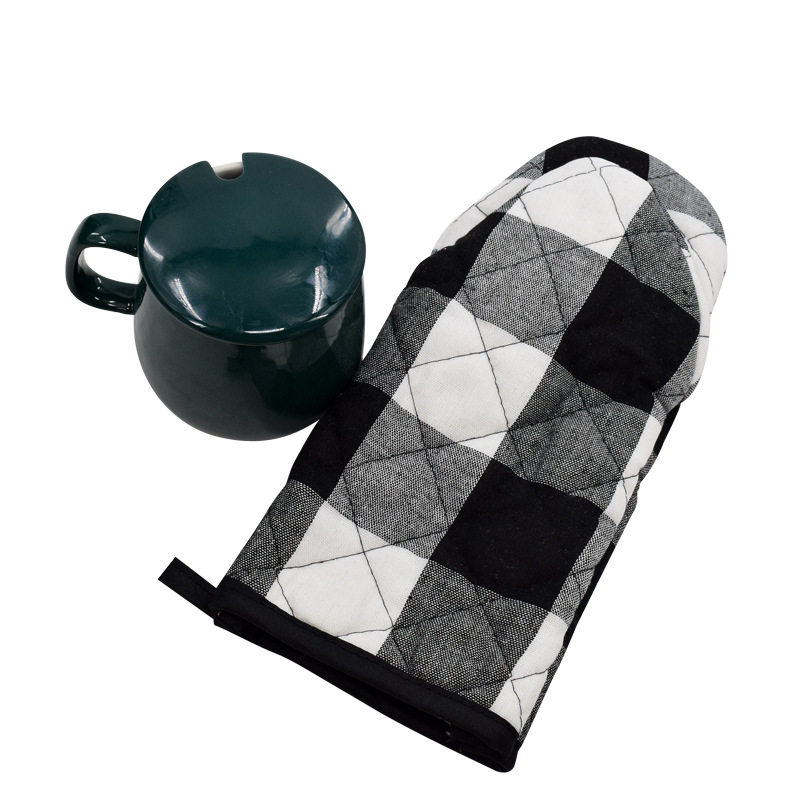 方格三片手套微波炉隔热手套耐热烘焙防热家用砂锅烤箱加厚手套