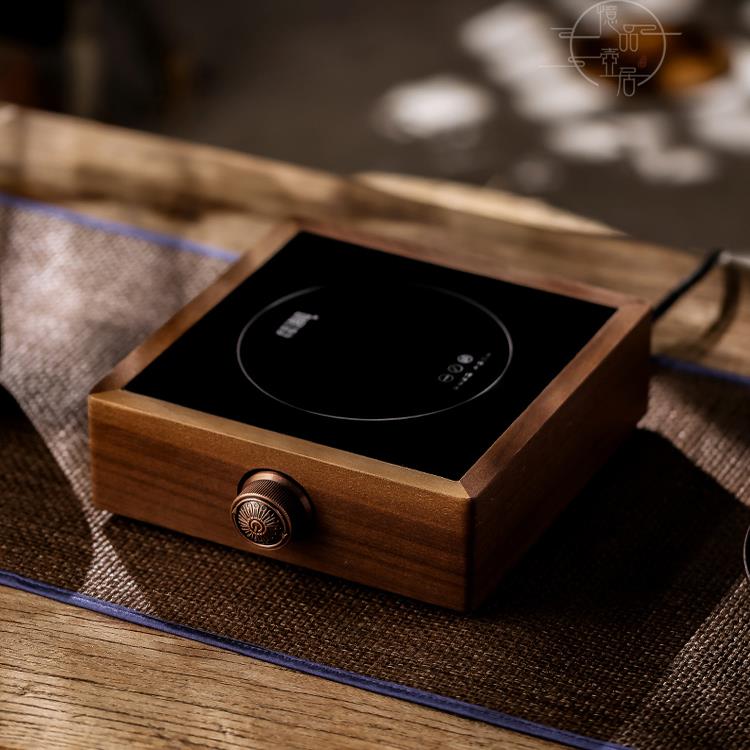 胡桃木围炉智能电陶炉静音泡茶煮茶器实木茶炉铁壶玻璃煮茶炉茶具