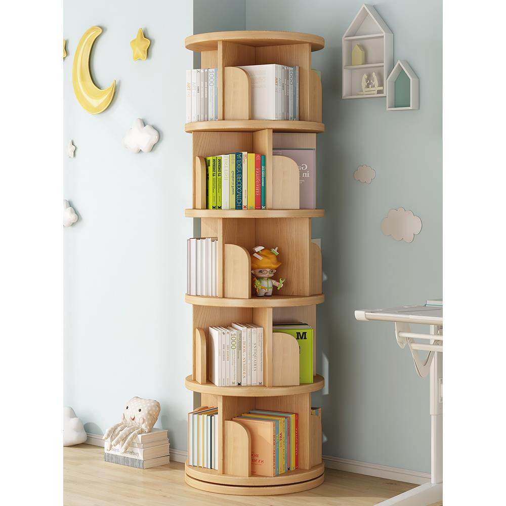 360度旋转书架落地学生书柜家用简易收纳置物架卧室小型绘本架