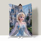 艾尔莎公主学生宿舍毛毯儿童空调毛毯单条法兰绒毛毯午休披肩定制