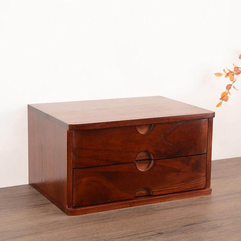实木桌面收纳盒抽屉型电脑抬高卧室木制珠宝组织者文件存储柜