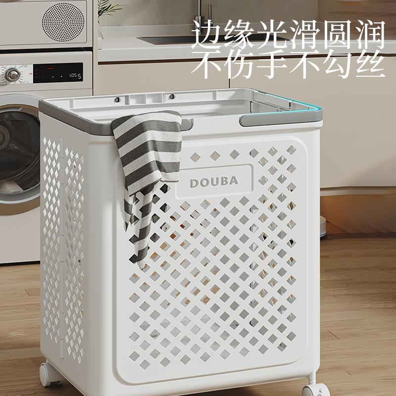 折叠小推车脏衣篮化妆室脏衣服大容量收纳筐家用浴室可推拉洗衣篓