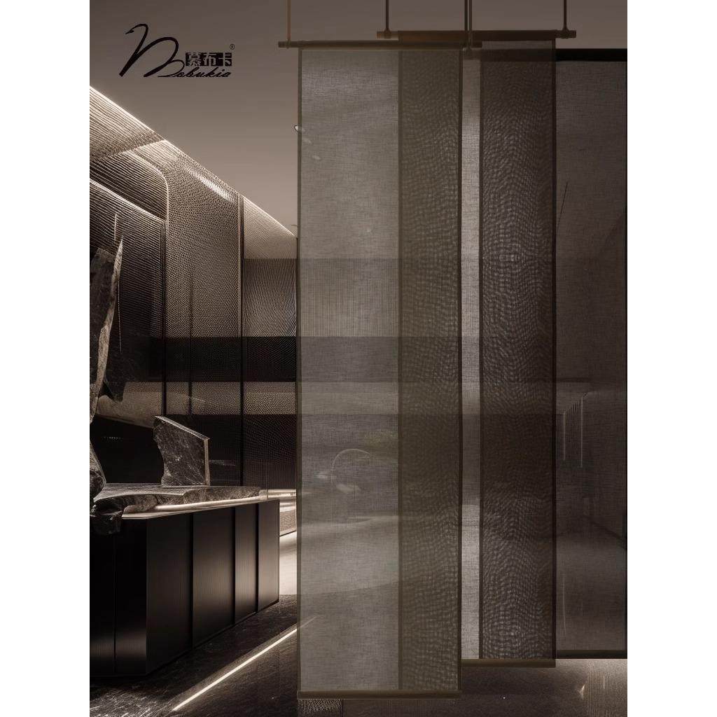 慕布卡MOBUKIA棉麻质感隔断帘玄关客厅阳台卧室柜子半透半遮定制