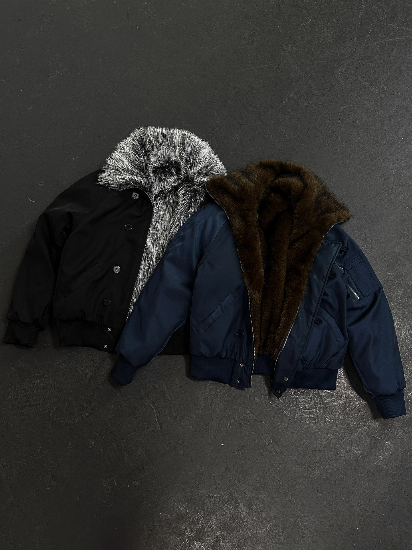 Gray Dreams American Retro Bomber Jacket Fur Inside