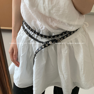 韩系ins时尚双层细腰带女小众百搭个性辣妹皮带配饰裙子牛仔裤带