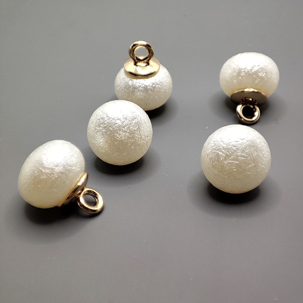 皱纹珍珠扣子高档精致圆形雪纺金托白色球形纽扣吊坠珠子1C古风钮