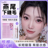 鱼小丫假睫毛燕尾下睫毛系列女纯欲自然仿真睫毛单簇分段式 眼睫毛