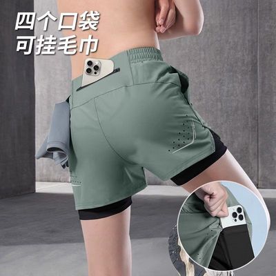 跑步专用可放手机男运动短裤夏季专业田径训练速干三分裤内衬裤子