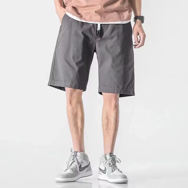 夏季男士薄款工装短裤仿牛仔棉裤宽松中裤透气潮流休闲运动五分裤