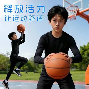 儿童紧身衣训练服秋冬季男童修身体能篮球少儿跑步衣打底运动套装