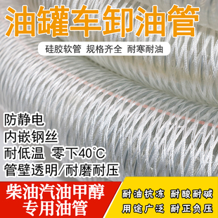 耐低温硅胶复合钢丝软管防冻透明输油管汽油柴油耐酸耐减卸油管