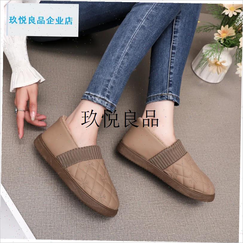 新款冬季a时尚休闲棉鞋保暖加绒一脚蹬软底中老年年居家女鞋月子,
