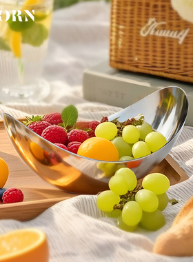 北欧不锈钢水果盘托盘家用客厅茶几餐台盘子轻奢创意果盆装饰摆件