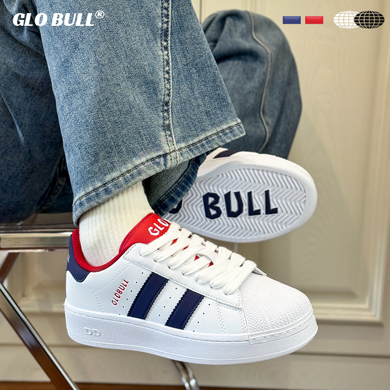 GLO BULL小白鞋情侣2025春夏款贝壳头厚底增高板鞋透气休闲运动鞋