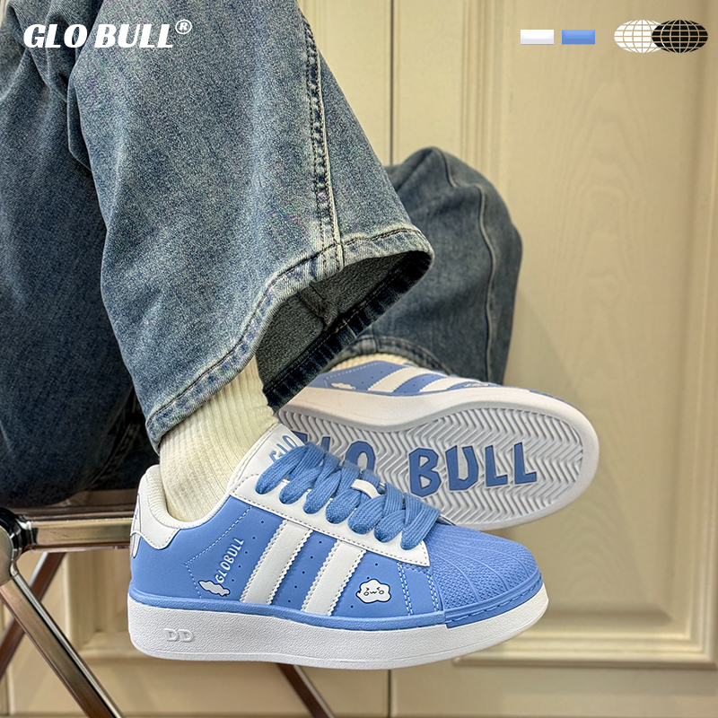 GLO BULL贝壳鞋女2025新款小众休闲鞋女款百搭板鞋厚底情侣面包鞋