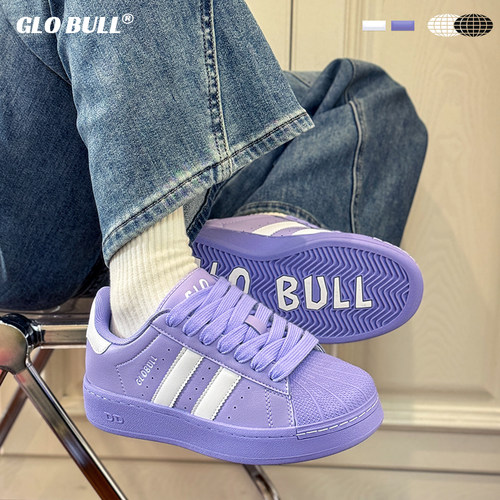 GLO BULL紫色贝壳鞋休闲鞋潮流学生板鞋百搭厚底女款秋冬季运动鞋
