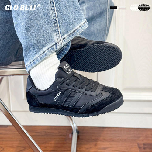 GLO BULL2025新款黑色百搭休闲德训鞋秋冬软底舒适男女同款阿甘鞋