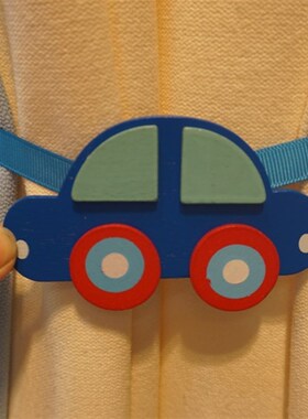 阿花配件儿童窗帘窗纱绑带免打孔吸铁石绑绳卡通蓝色小汽车一条装