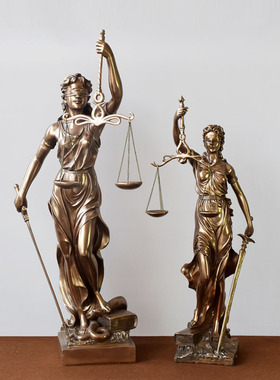 仿铜正义公平公正女神雕塑雕像司法院律师事务所天平法律摆件礼物