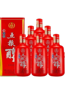 五粮浓香 五粮醇红淡雅50度浓香型白酒整箱500mL 6瓶 无礼袋