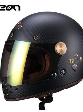 BEON摩托车骑行头盔复古全盔男女四季通用碳纤维机车赛车冬季BR50