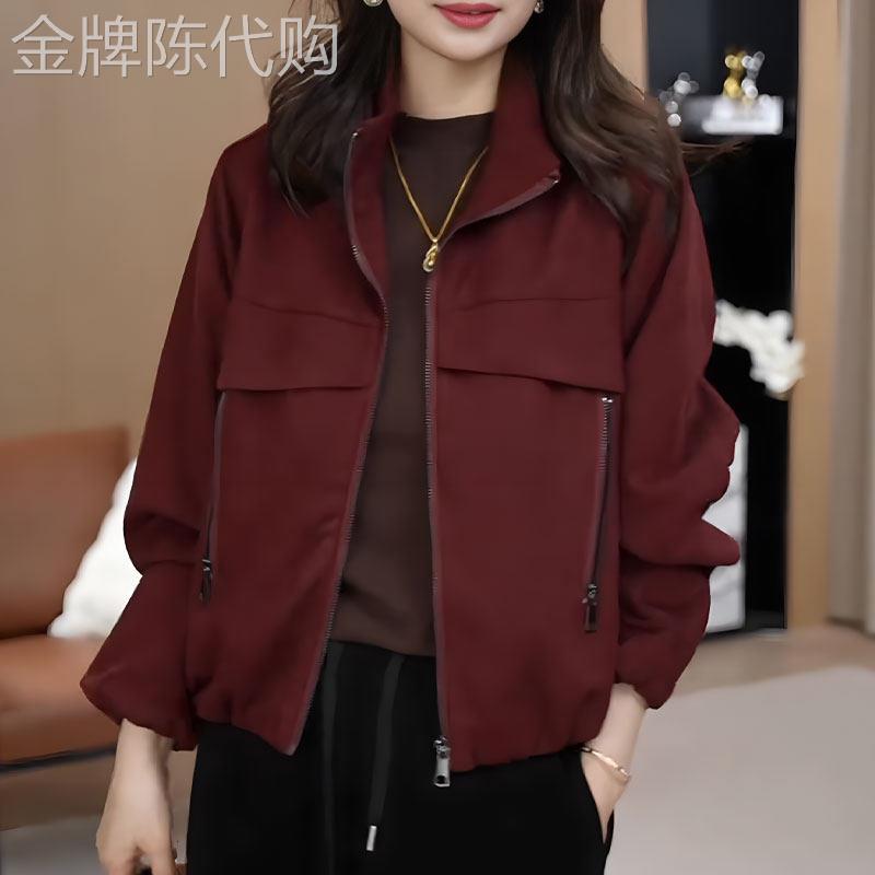 韩版设计感立领安可拉红风衣女2025秋季新款独特超好看高级感外套
