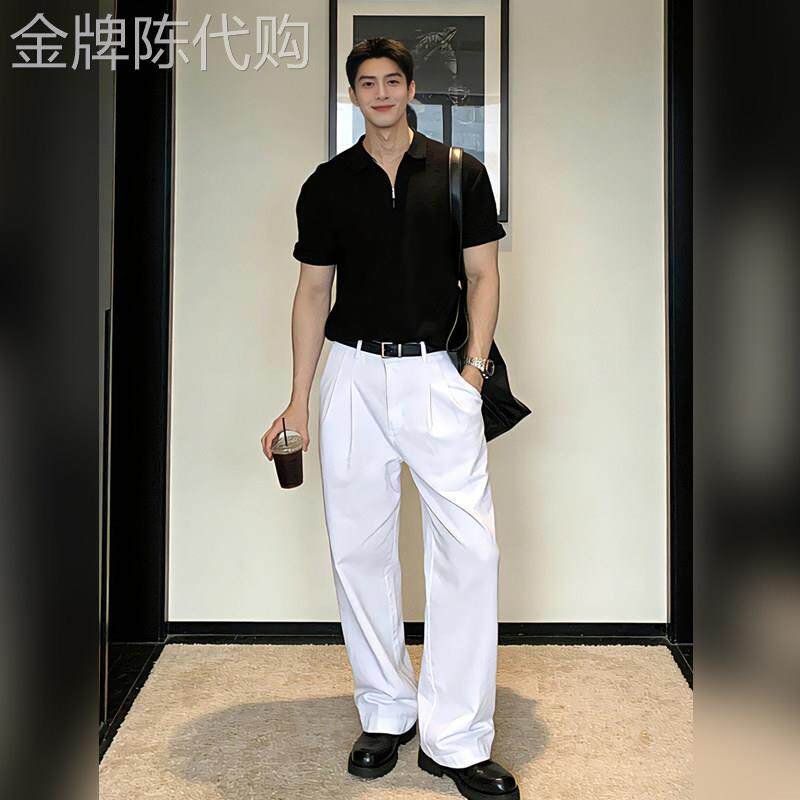 高端人夫感穿搭针织polo衫男2026夏季老钱风t恤轻熟风搭配一整套
